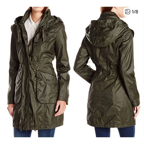 Laundry Shelli Segal navy waxed rain jacket size M - Picture 1 of 12